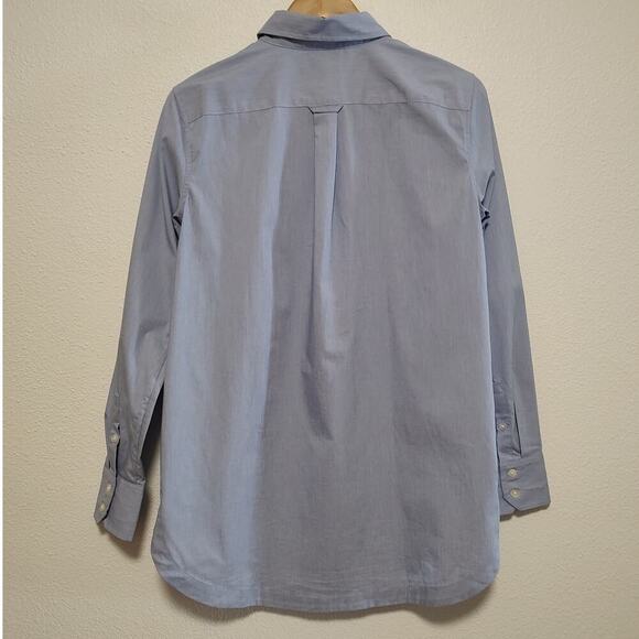 Banana Republic Parker Blue White Micro Check Long Sleeve Tunic Shirt Small - Picture 2 of 13